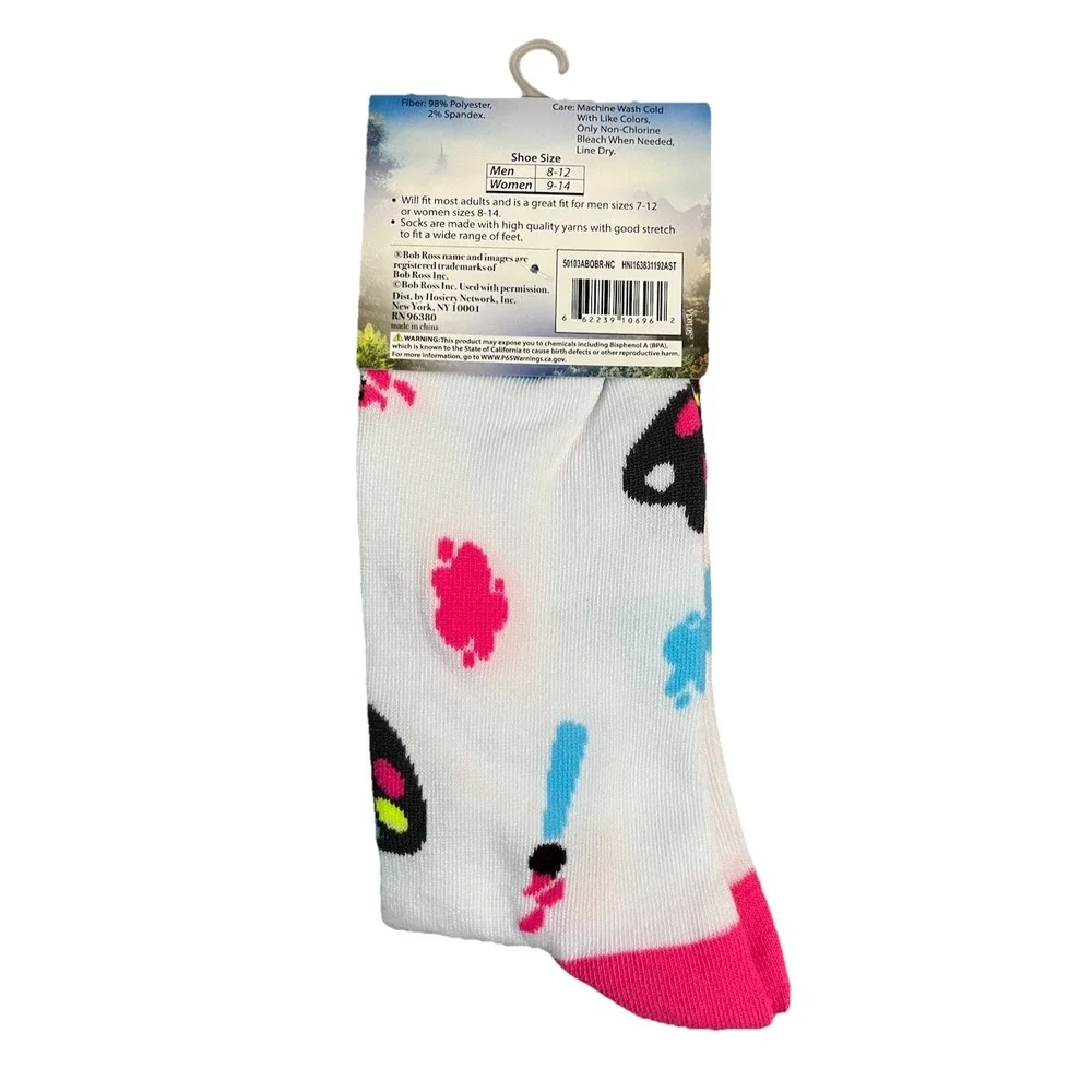 Bob Ross Socks One Size Fits Most New with Tags Happy Little Socks Hippie Artsy
